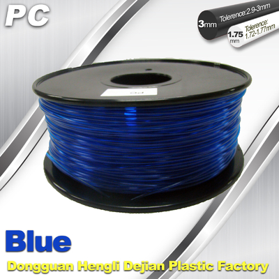 Força do filamento do policarbonato do azul 3mm com Toughness1kg/PC Flament do rolo