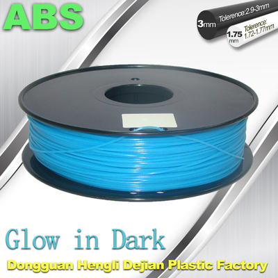 Os ABS incandescem no fulgor escuro do filamento 1,75 da impressora 3d/3mm na obscuridade - filamento azul do ABS