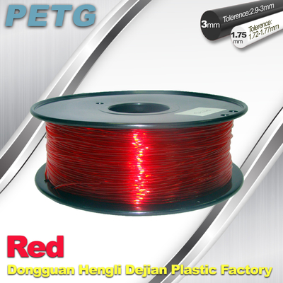 Resistência transparente 1.0kg/rolo do ácido e do alcaloide do filamento da impressora do vermelho PETG 3D da altura