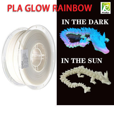 PINRUI Glow Rainbow PLA 1kg 1,75mm arco-íris branco impressora 3D filamento mudar de cor em plástico escuro para impressora 3D