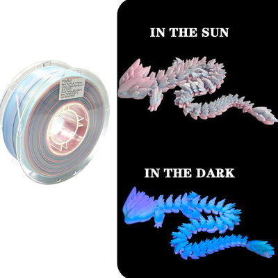 PINRUI Glow Rainbow PLA 1kg 1,75mm Mudar de cor no escuro para impressora 3D