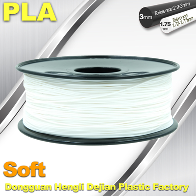 Filamento macio da impressora do PLA 3D., 1,75/3.0mm, cor branca