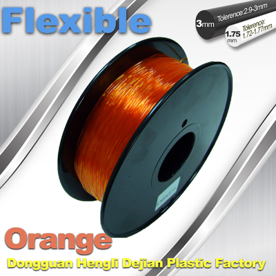 Laranja 3.0mm/1.75mm filamento flexível de borracha da impressora de 1.0KG/Rolls 3D